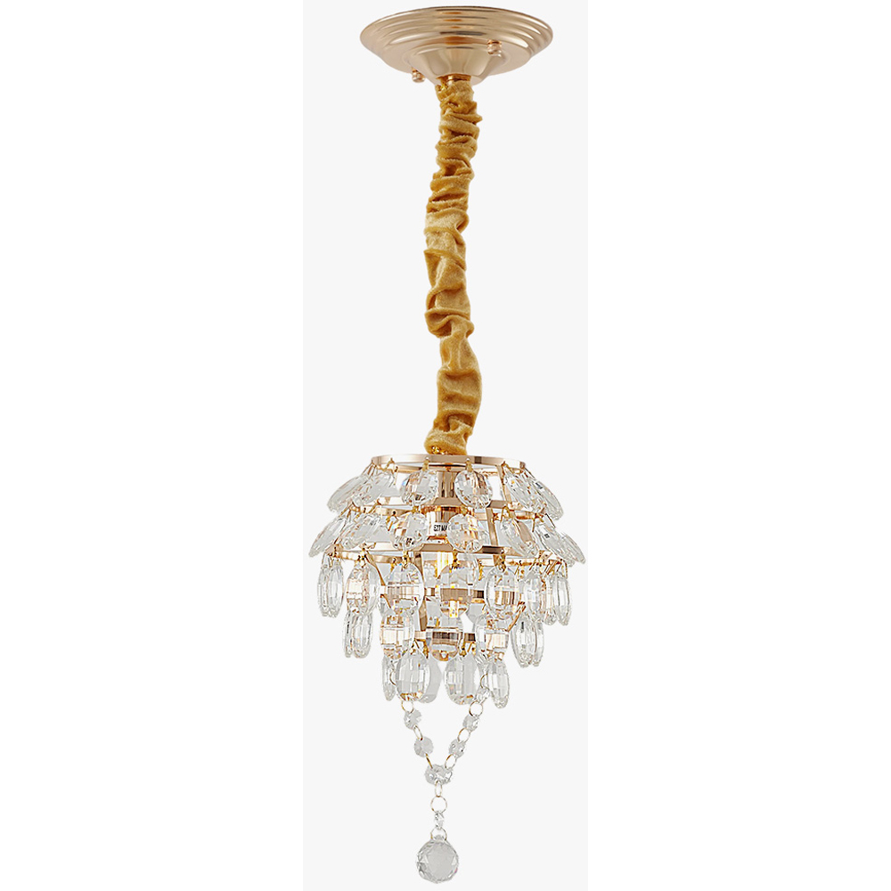 Living and Home Gold Iron Crystal E27 LED Pendant Light Image 2
