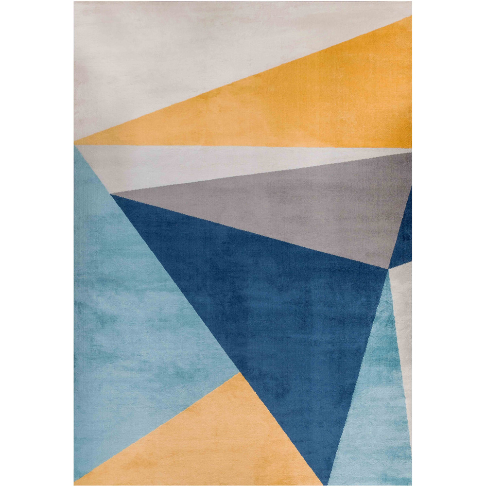Kukoon Blue and Ochre Bold Geometric Rug 230 x 160cm Image 1