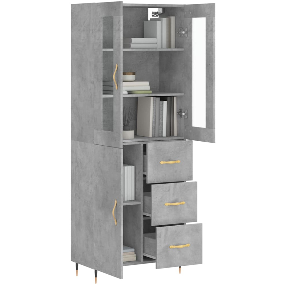 vidaXL 3 Door 3 Drawer Concrete Grey Wooden Highboard Image 3