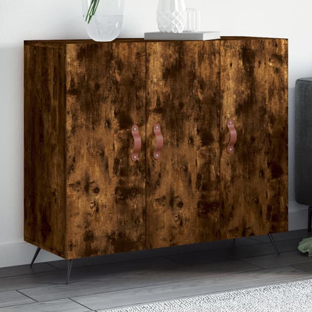 vidaXL 3 Door Smoked Oak Sideboard Image 1