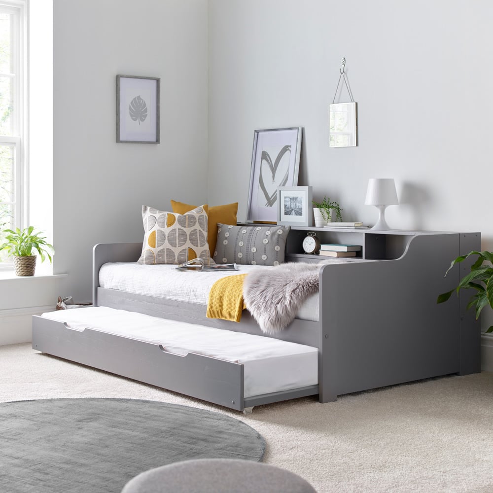 Tyler Single Grey Guest Bed and Trundle with Pocket Mattresses Image 8