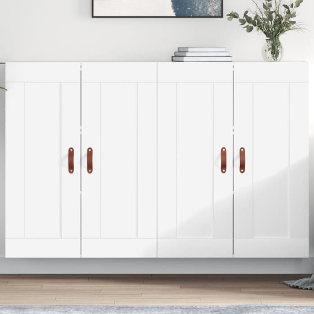 vidaXL 2 Door White Wall Mounted Storage Cabinet 2 Pack Image 1