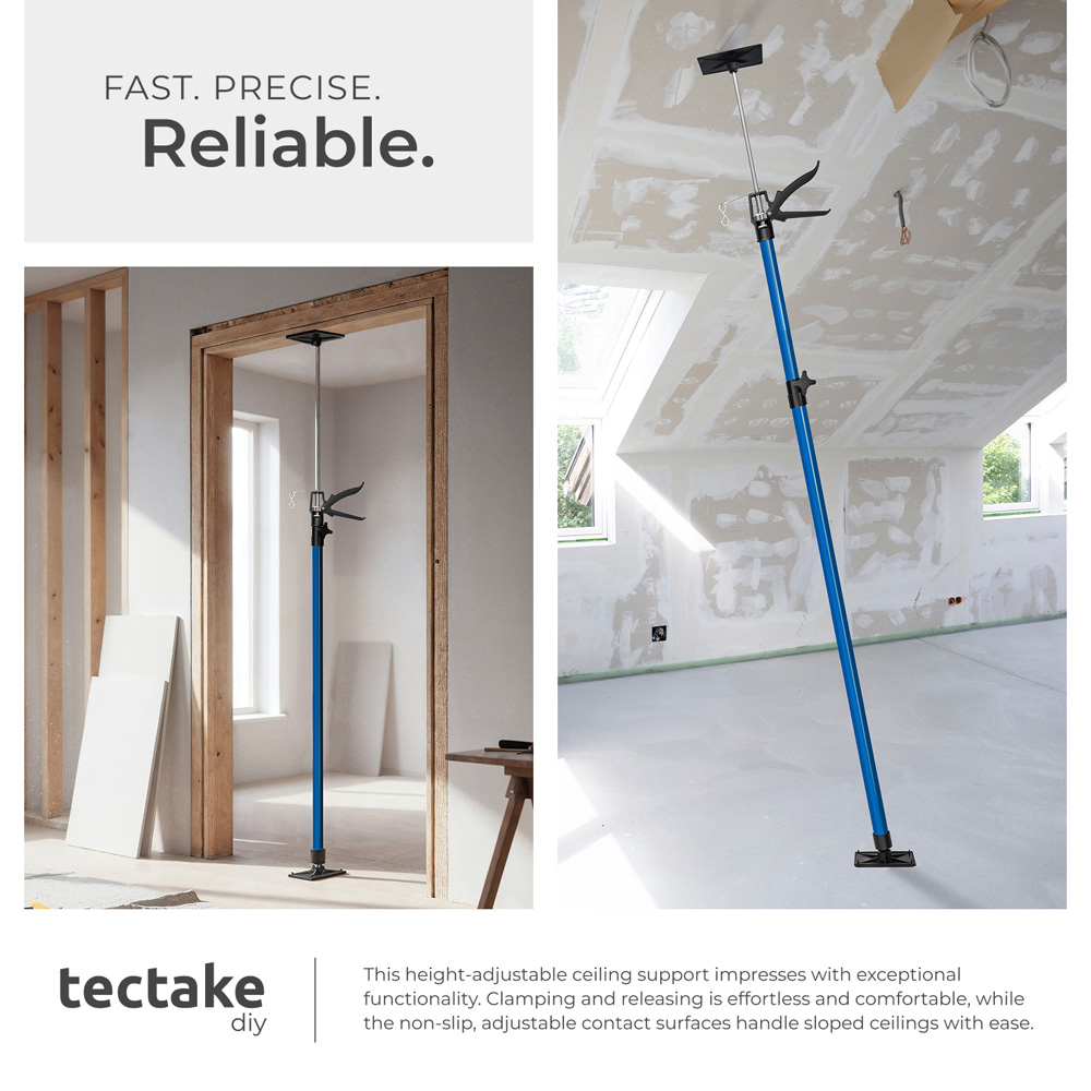tectake Blue Adjustable Ceiling Support Shore Holder Plasterboard Props 115 to 290cm 2 Pack Image 4