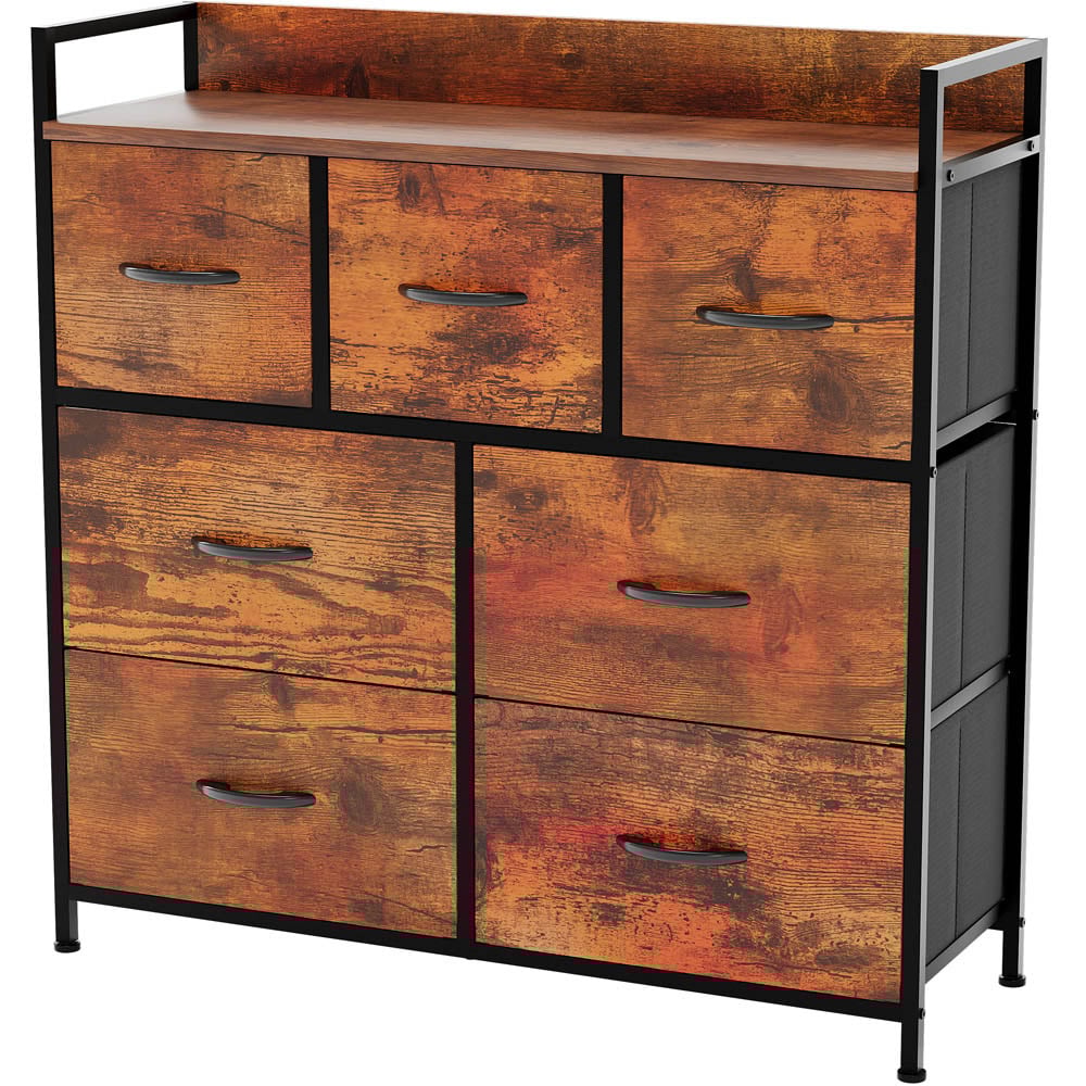 Vida Designs Chorley 7 Drawer Rustic Brown Fabric Chest of Drawer Image 2