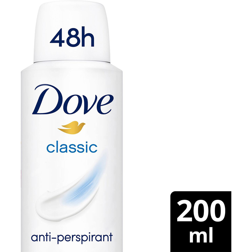Dove Classic Sweat Protection Women Anti-Perspirant Deo 200ml 3 Pack Image 4
