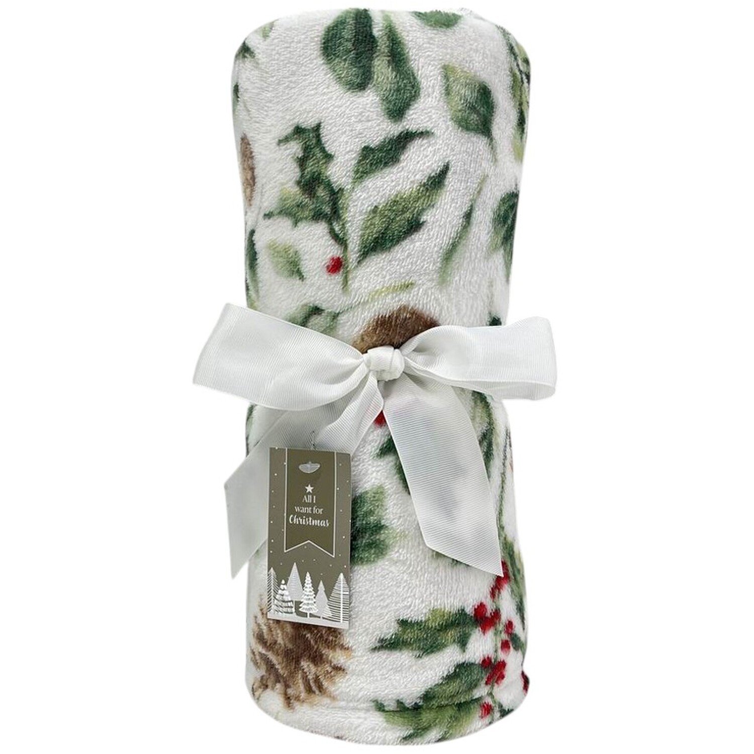Christmas Foliage Fleece Throw Multicolour Image 1