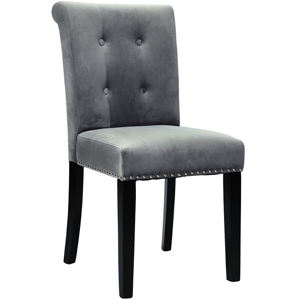 Living and Home Light Grey Tufted Velvet Dining Chair Image 2