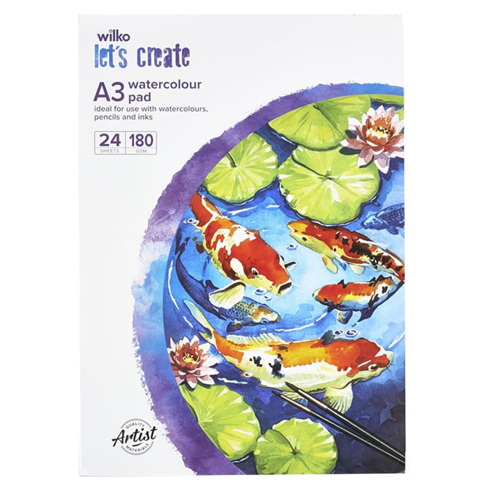 Wilko Let's Create A3 Watercolour Pad 180gsm 24 Sheets Case of 10 Image 2