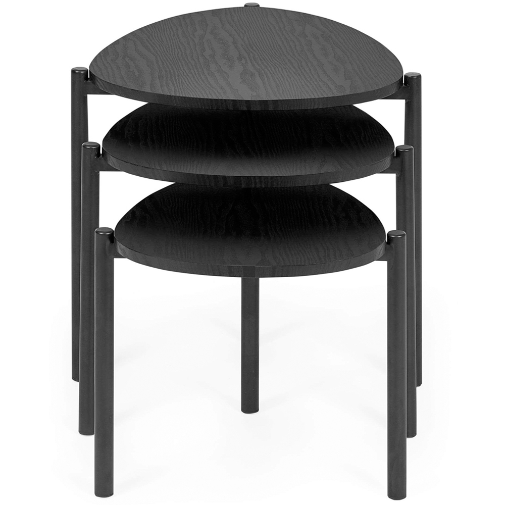 Julian Bowen Lorette Black Ash Effect Teardrop Nest of Tables Set of 3 Image 3