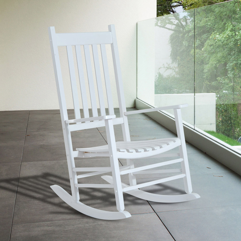 Outsunny White Rocking Chair Image 1