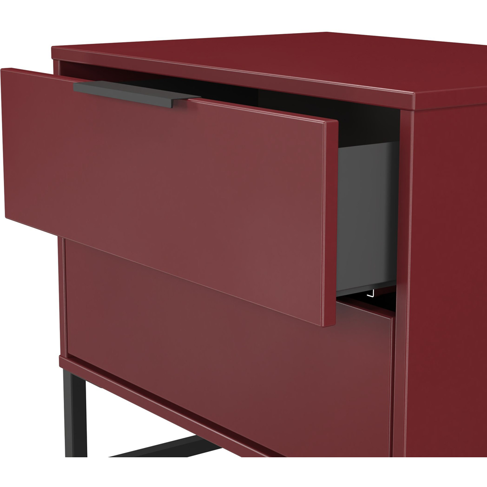 Crowndale Hong Kong 2 Drawer Red Matt Side Table Ready Assembled Image 6