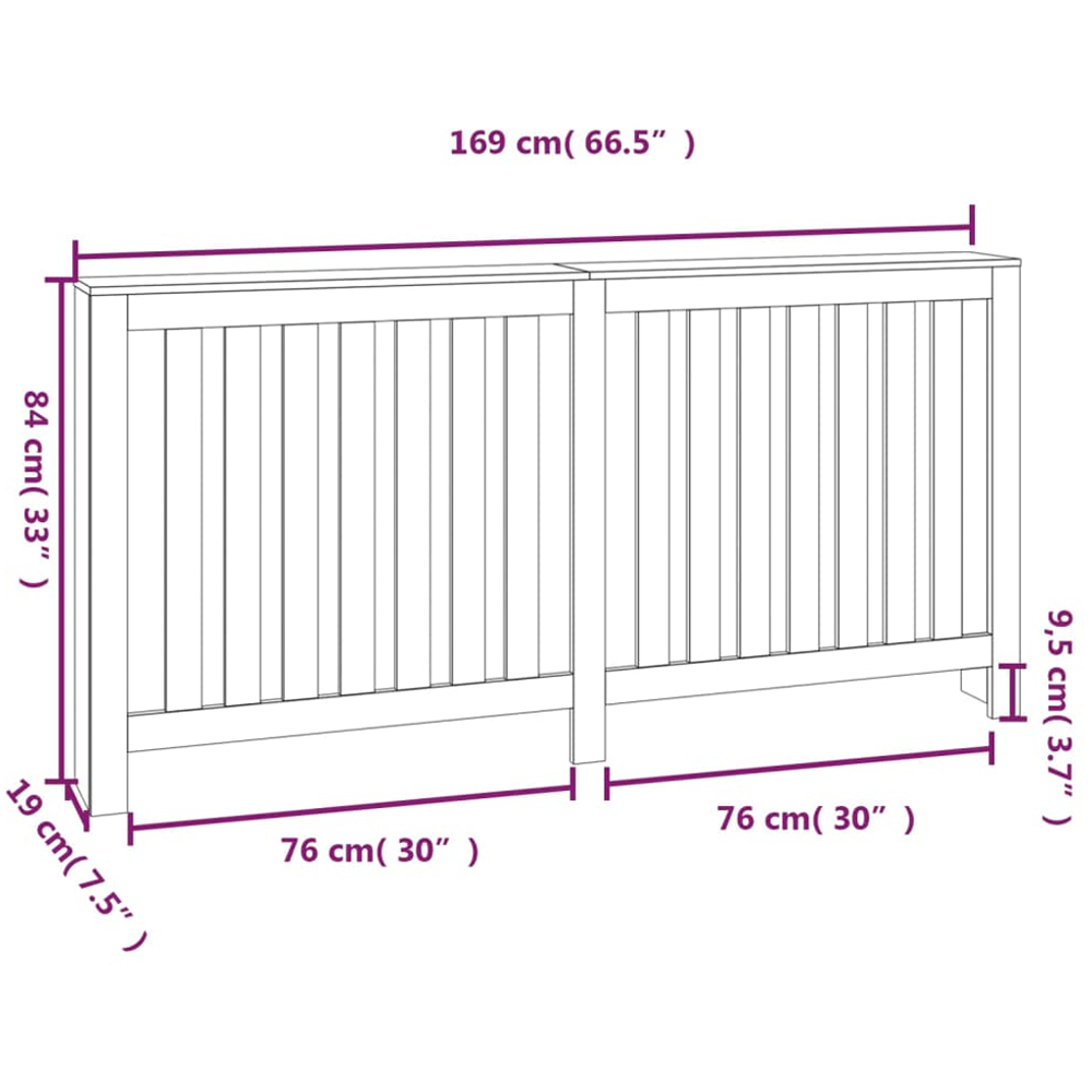 vidaXL White Pine Wood Radiator Cover 840 x 1690mm Image 6
