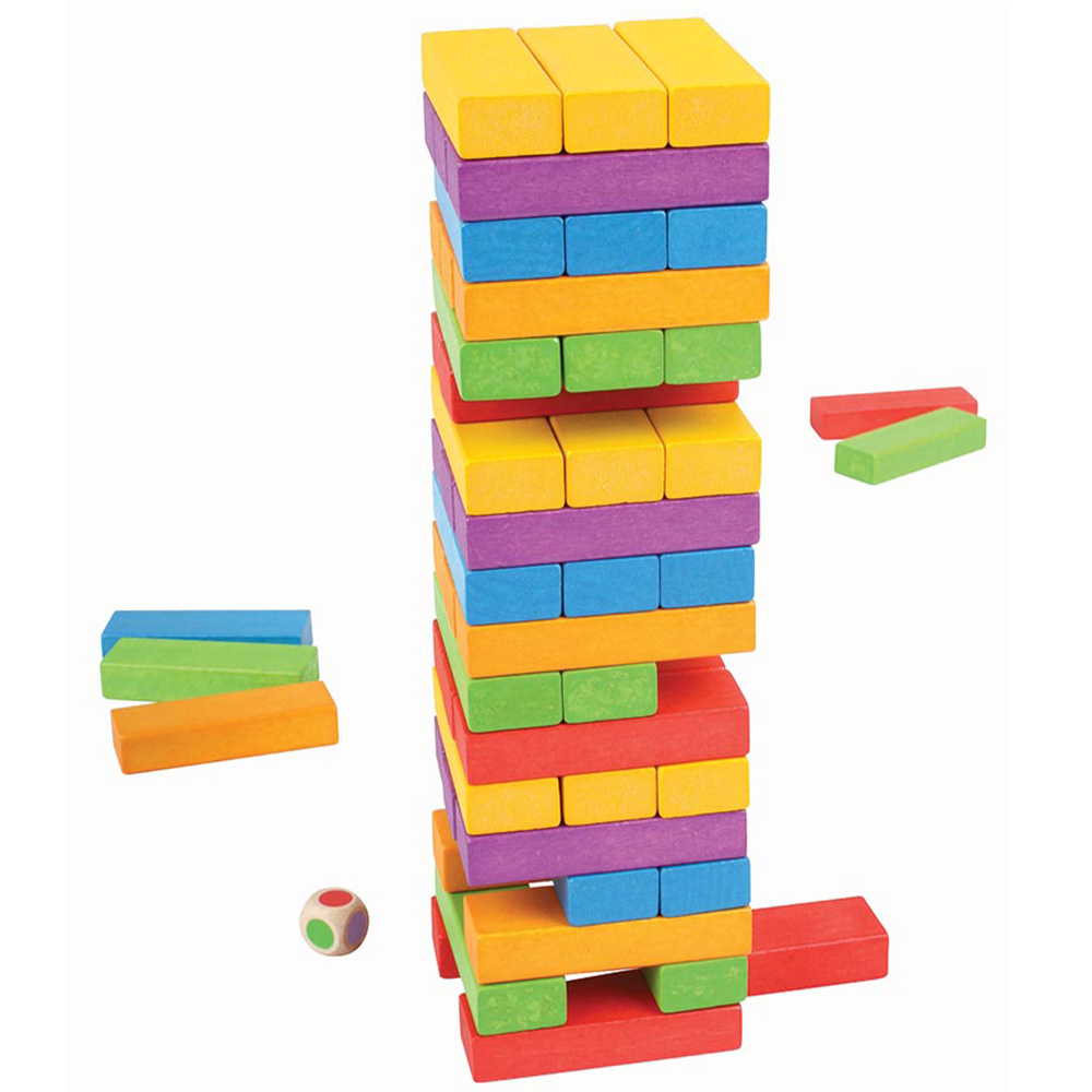 Bigjigs Toys Wooden Stacking Tower Game Multicolour Image 2