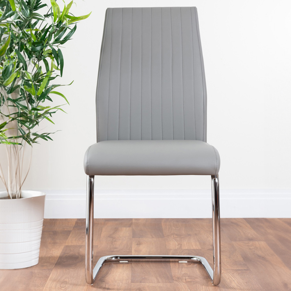 Furniturebox Copeland Fontana Marble Effect 6 Seater Dining Set White Grey and Chrome Image 4