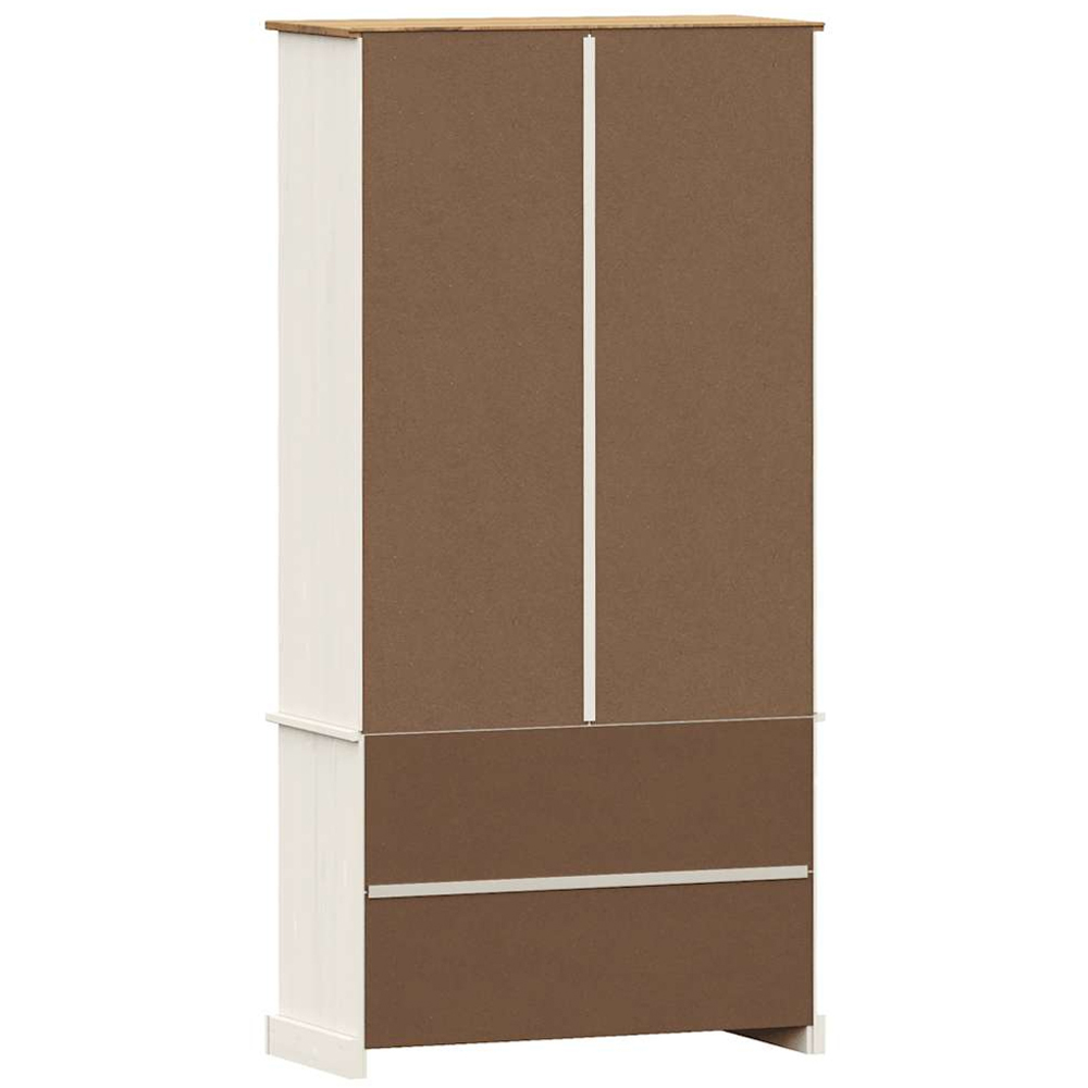 vidaXL 2 Door 4 Shelf White Pine Wood Bookcase Image 7