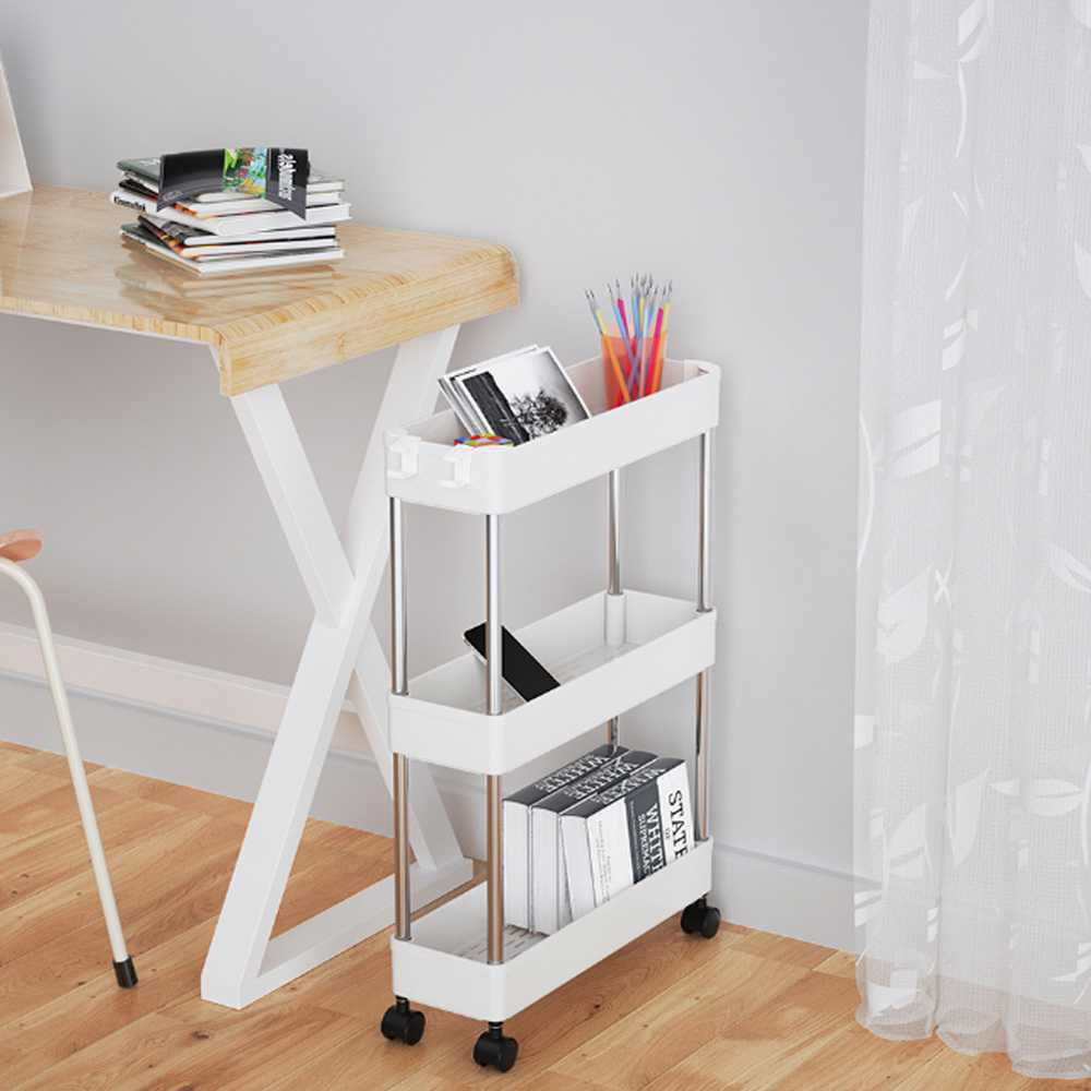 Living And Home WH0706 White Plastic Corner Shelf Rack Multi-Tiered Image 5
