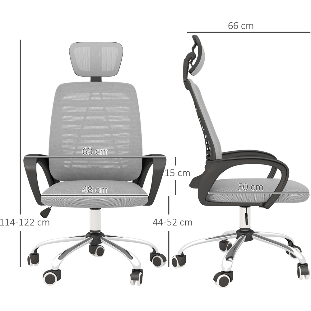 Portland Grey Mesh Office Chair with Rotatable Headrest Image 7
