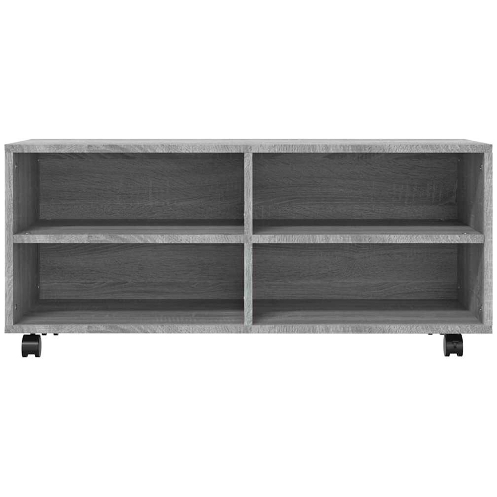 vidaXL 4 Shelf Grey Sonoma Rolling TV Cabinet Image 4