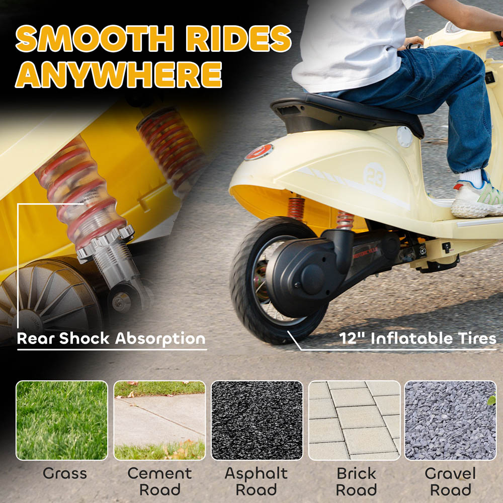 Tommy Toys Beige Battery Powered Ride On Motorcycle with Manual Throttle 24V Image 6