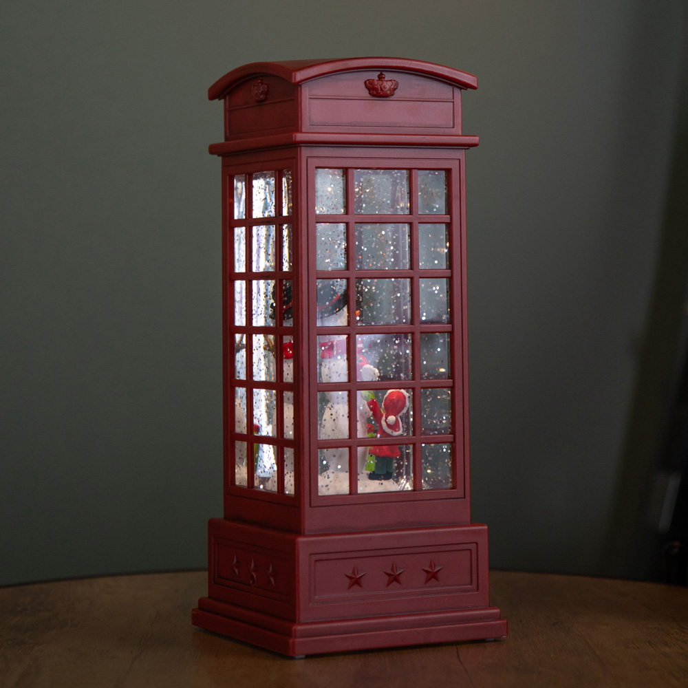 Samuel Alexander Snowman Scene Phone Box Water Spinner Christmas Decoration 25cm Image 3