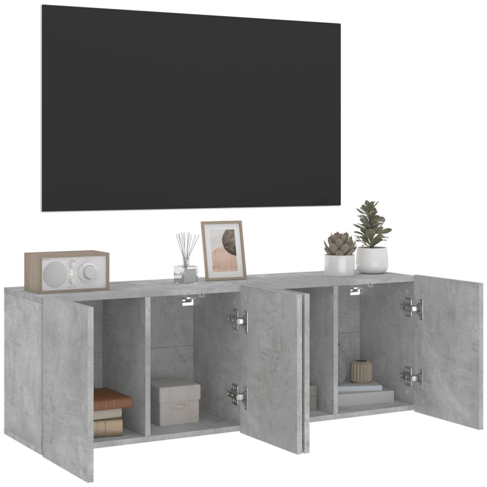 vidaXL 2 Door Concrete Grey Wall Mounted TV Cabinet Set of 2 Image 3