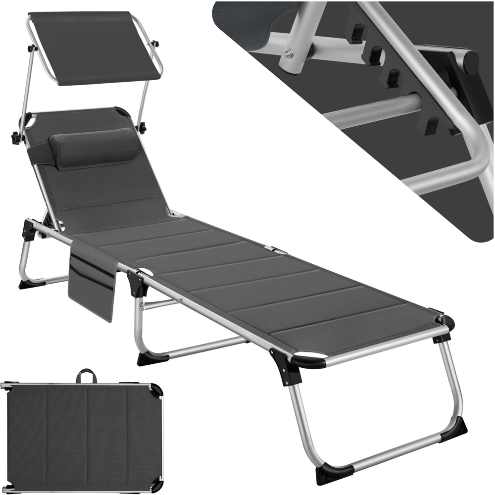 tectake Lorella Grey Aluminium Frame Foldable Sun Lounger Image 2