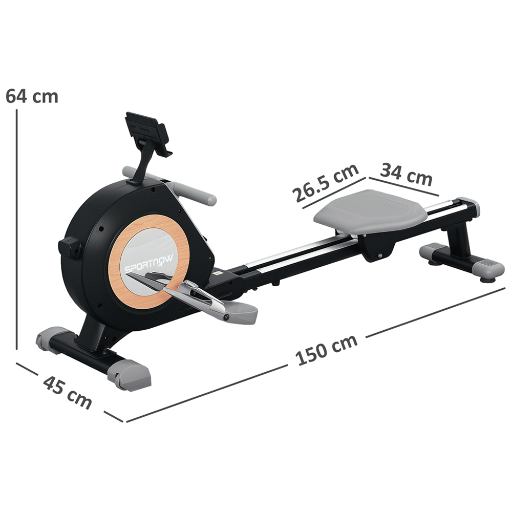 Sportnow Black 16 Level Magnetic Rowing Machine with LCD Monitor Image 9