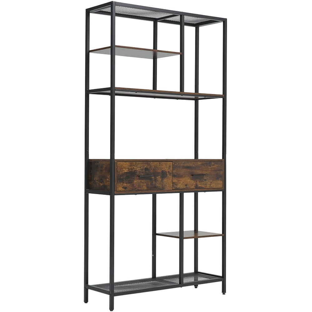 H&O Direct 2 Drawer 5 Shelf Vintage Plant Stand Image 1