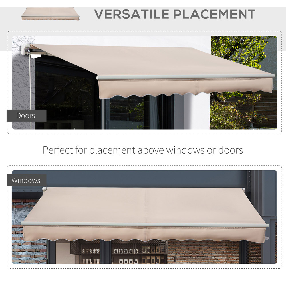 Outsunny Beige Retractable Manual Awning 4 x 2.5m Image 6