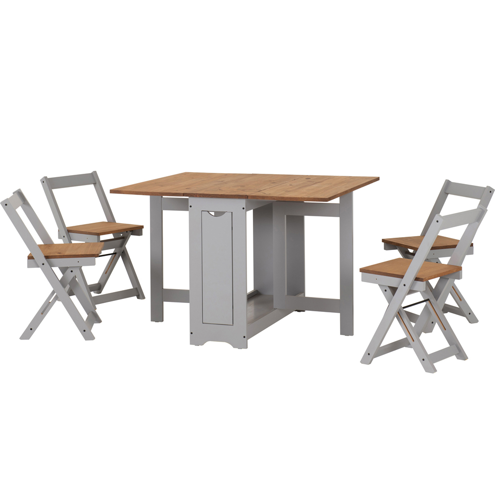Seconique Santos Butterfly 4 Seater Dining Set Slate Grey Distressed Waxed Pine Image 2