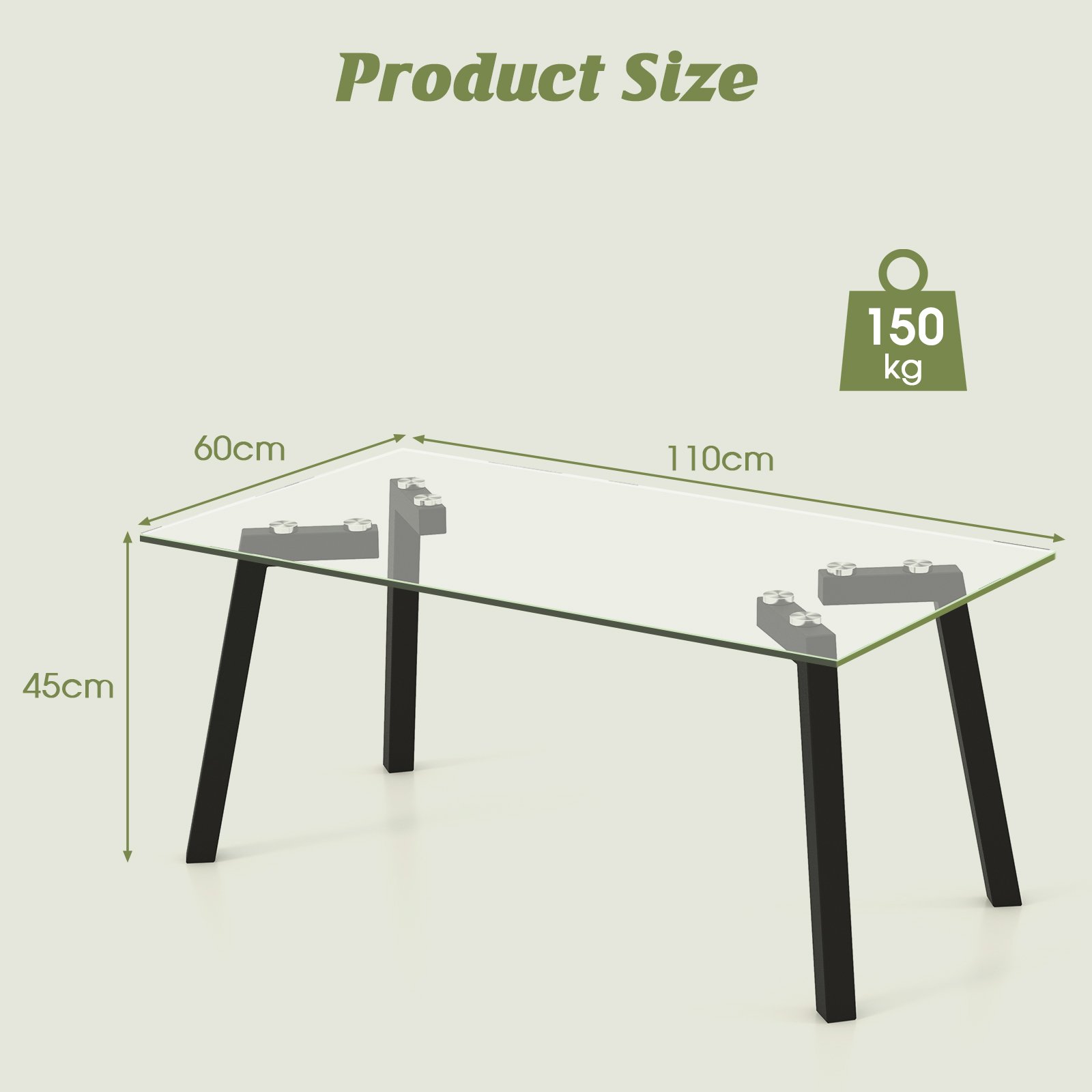 Costway Tempered Glass Coffee Table with Metal Legs Image 9