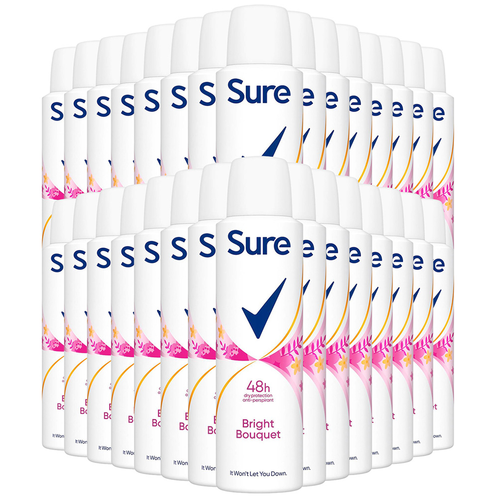 Sure Women 48H Protection Anti-Perspirant Bright Bouquet Deodorant Spray 150ml 30 Pack Image 1