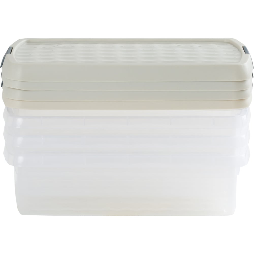 Wham Clip 7L Clear Stone and Slate Grey Rectangular Storage Box with Lid 4 Pack Image 5
