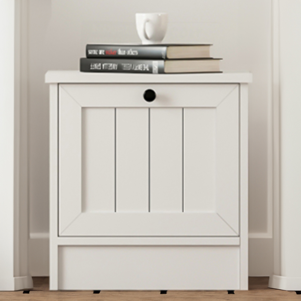 Evu VIENNA Single Door White Bedside Table Image 1