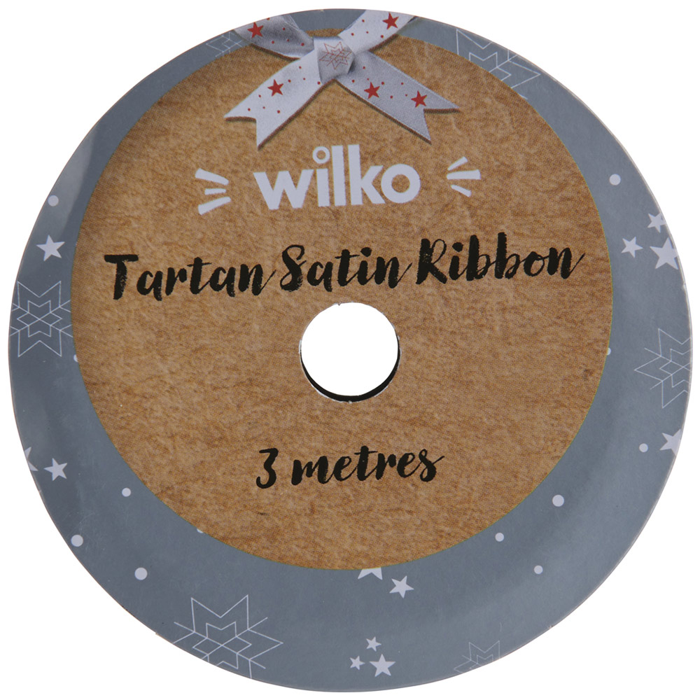 wilko Tartan Satin Ribbon 3m Image 3