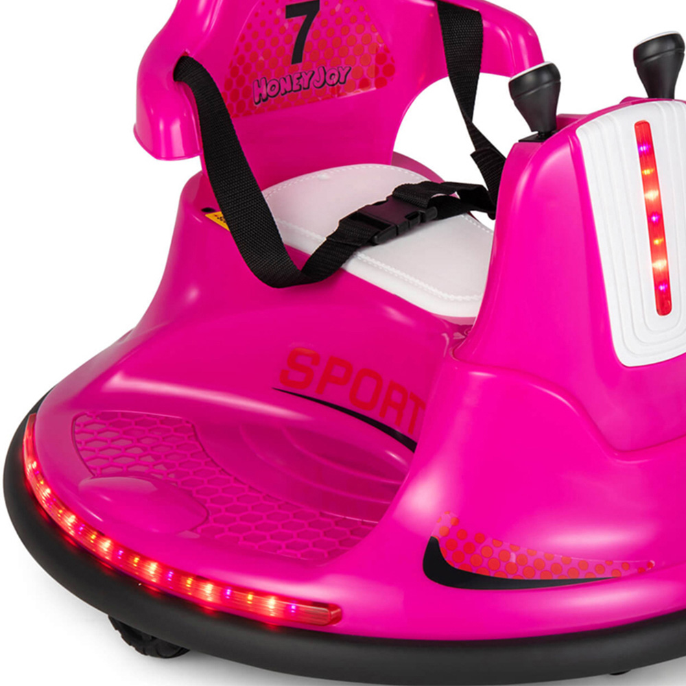 Costway Kids Pink Electric Ride On Bumper Car with Dual Joysticks and Remote Control 12V Image 5