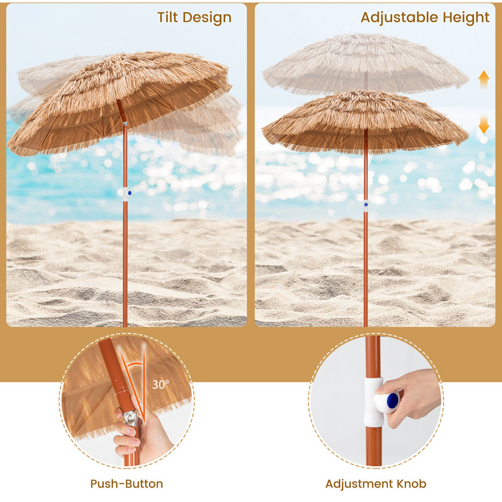 Costway Thatched Patio Umbrella with Carrying Bag 1.9m Image 6