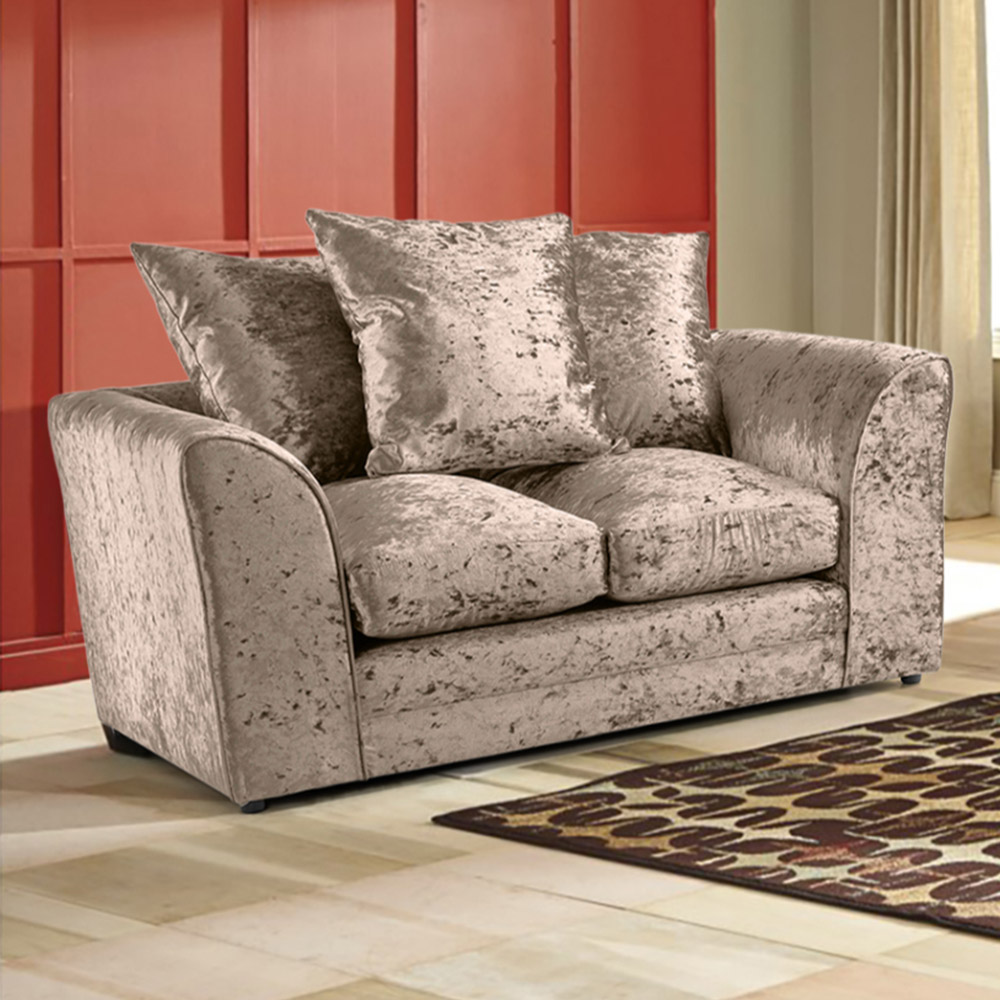 Portland Mirana Modern 5 Seater Mink Crush Velvet Sofa Set Image 2
