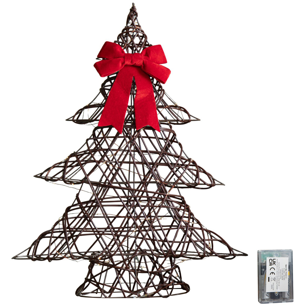 Samuel Alexander 60 Warm White LED Battery Operated Light-Up Christmas Tree with Red Bow 60cm Image 7