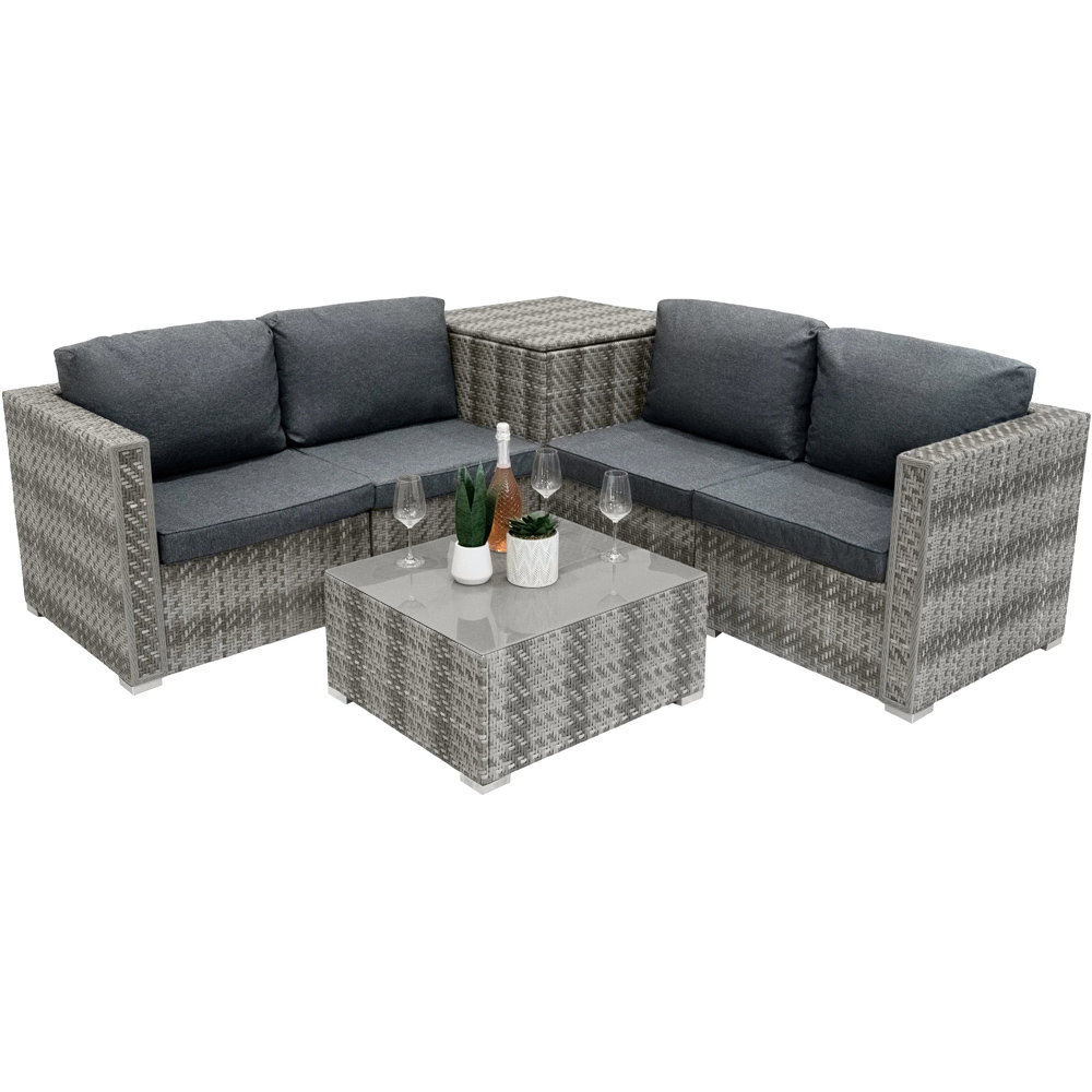 MonsterShop 6 Piece Grey Rattan Modular Furniture Set Image 5