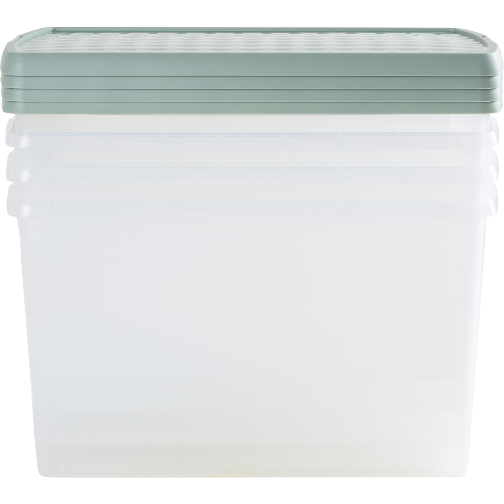 Wham Clip 62L Clear Green Milieu and Stone Rectangular Storage Box with Lid 4 Pack Image 5