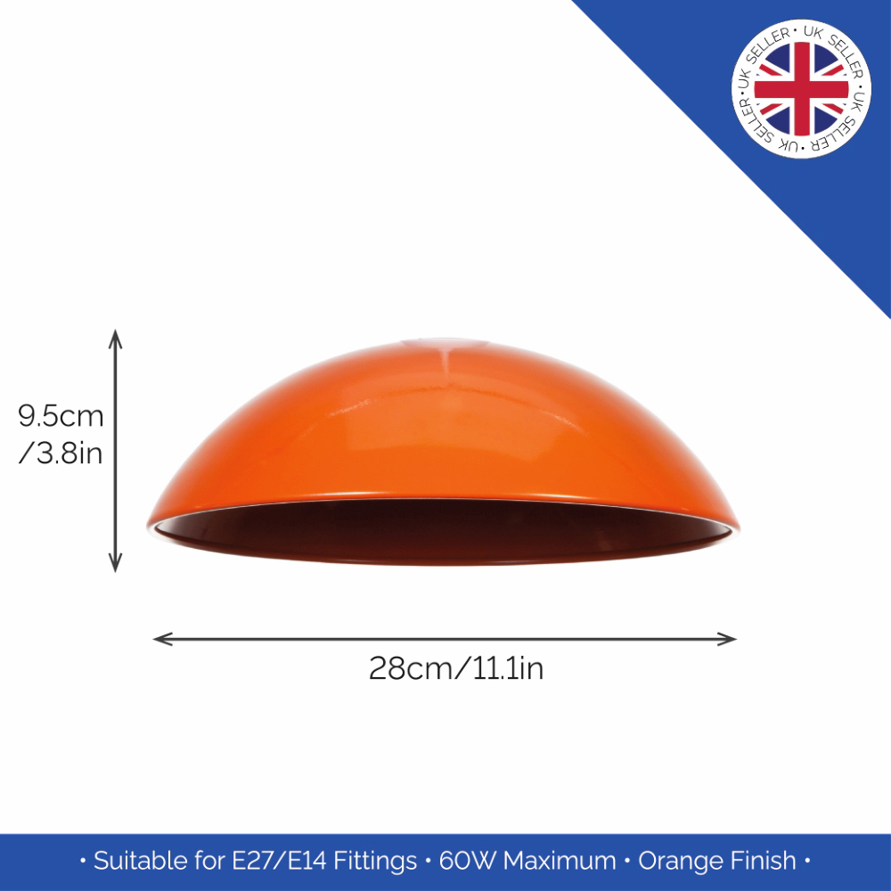 Happy Homewares Orange Gloss Metal Industrial Retro Disc Pendant Shade Image 5