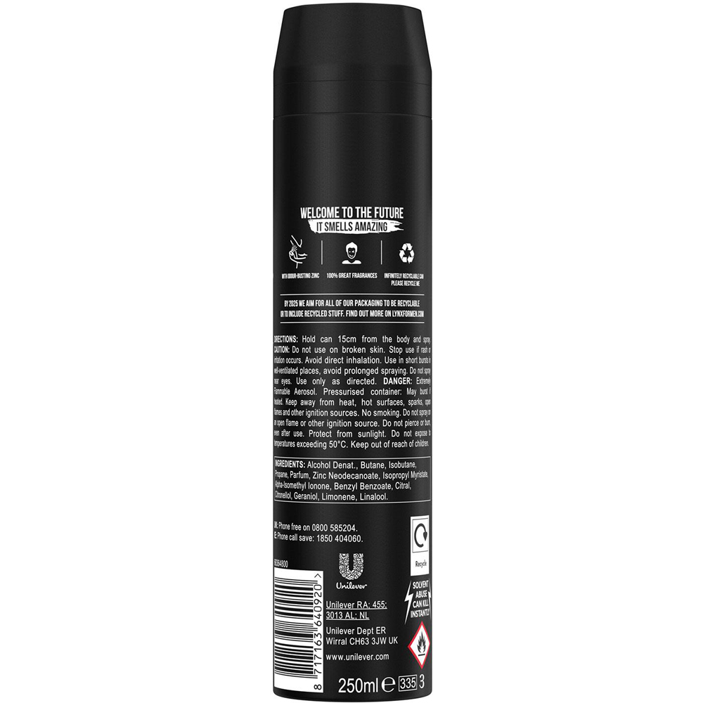 Lynx Black Frozen Pear and Cedarwood 48H Protection Deodorant Body Spray 250ml 12 Pack Image 3