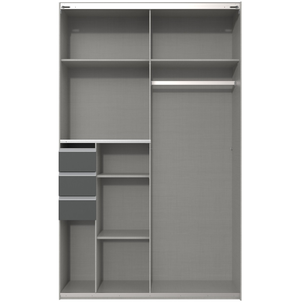 TJ'S Saigon 3-Section Graphite Mirrored Sliding Wardrobe Image 4