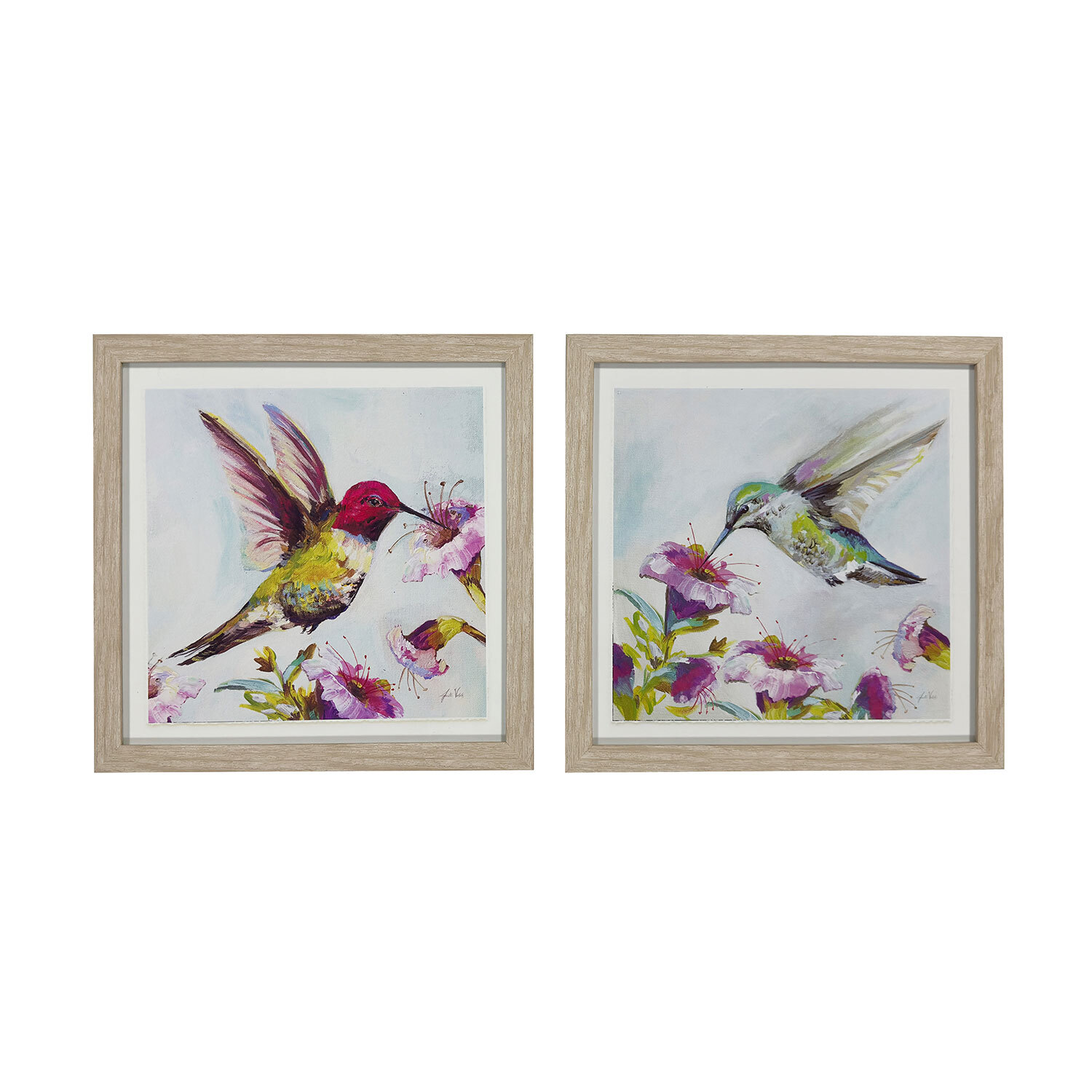 Floral Hummingbird Framed Art - Multicolour Image 1