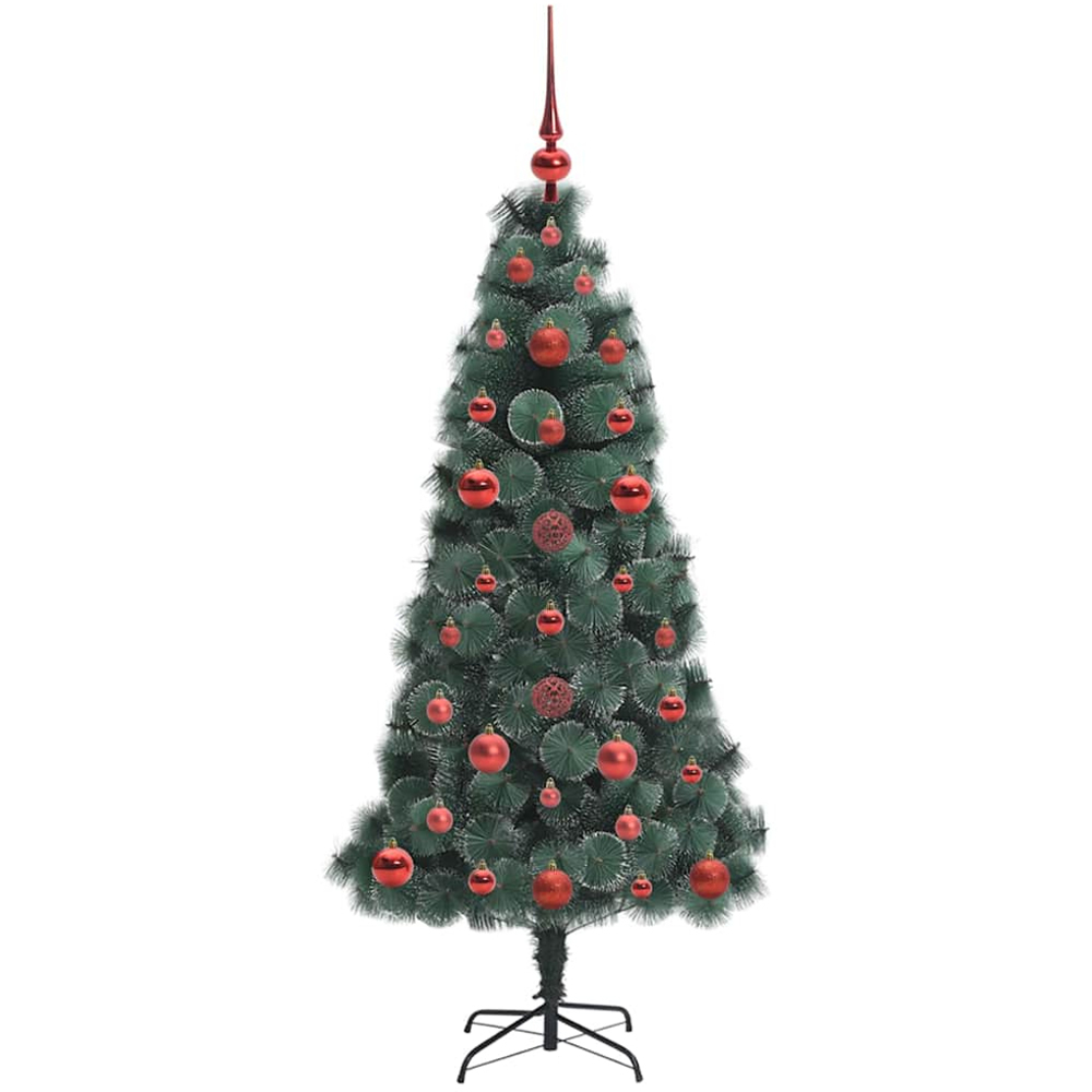vidaXL Pre-Lit Red Baubles Green Artificial Christmas Tree 4ft Image 4