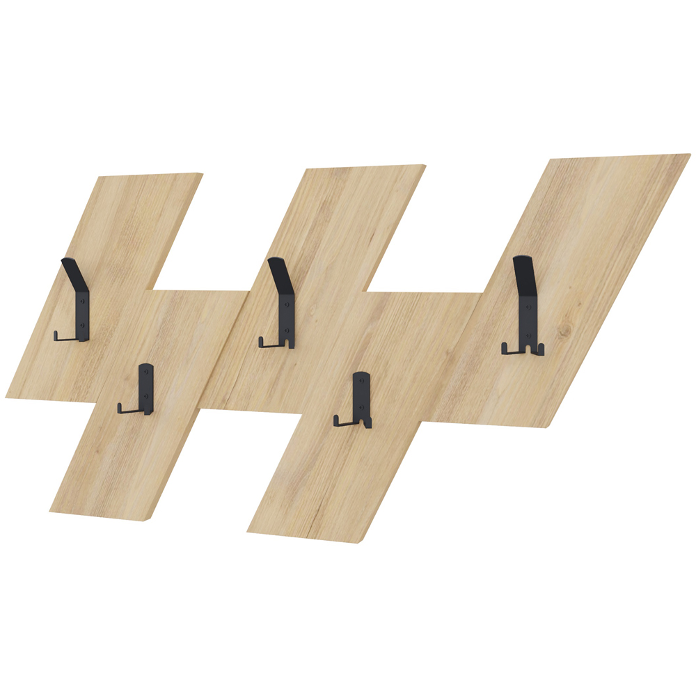 Decortie Ivy 5 Hook Oak Modern Wall Mounted Hanger Image 1