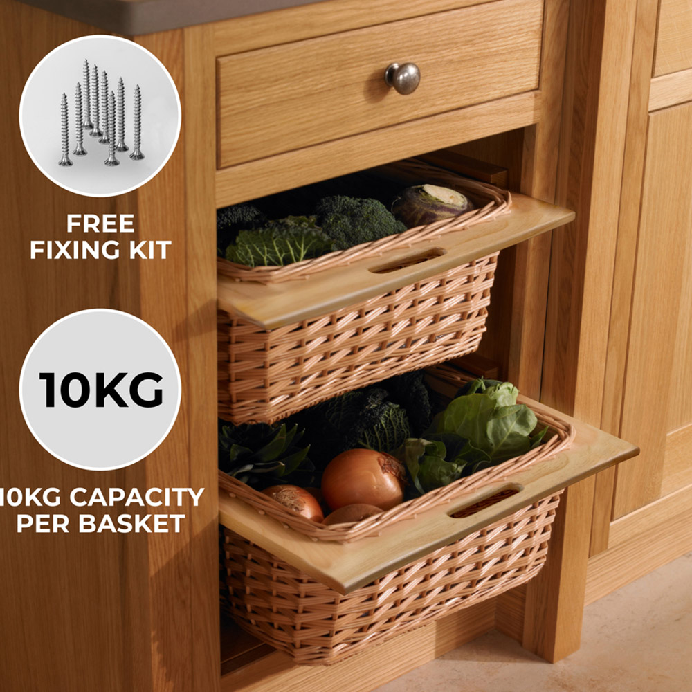 Kukoo Brown Beech and Rattan Wicker Kitchen Basket 2 Pack Image 5