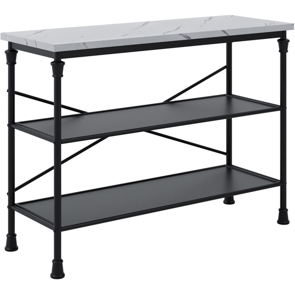 Fairmont 2 Shelf Black and White Marble Effect Console Table Image 2