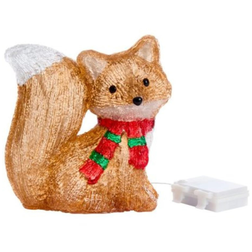 Samuel Alexander 24 Cool White LED Ice Fox Battery Operated Christmas Decoration 19cm Image 2